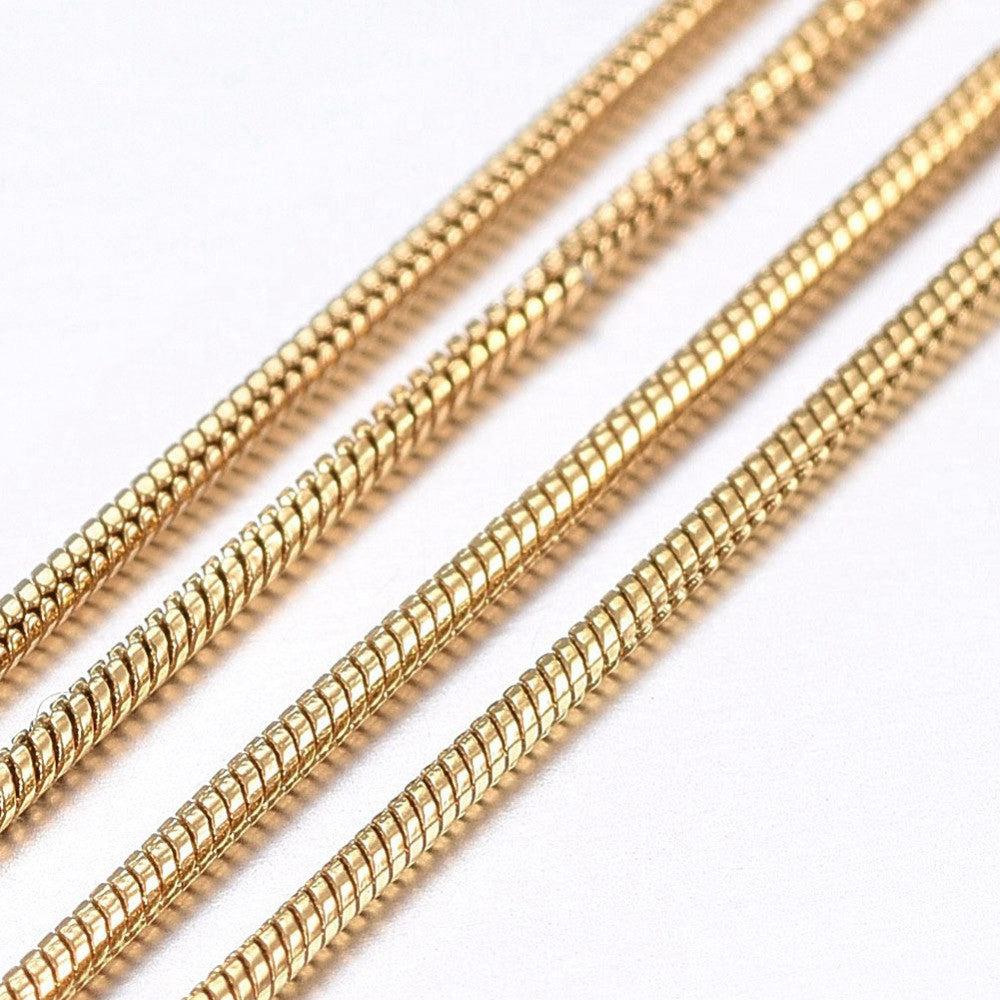 Snakechain ketting RVS goud 0.9mm - prijs per 10cm