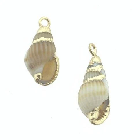 Spiraalschelp bedel Naturel-Goud ±18x9mm