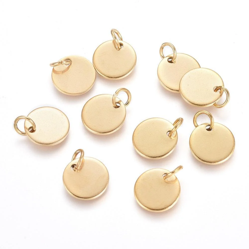 Stainless Steel Bedel Glad Muntje Goud 10mm - per stuk - Image 2