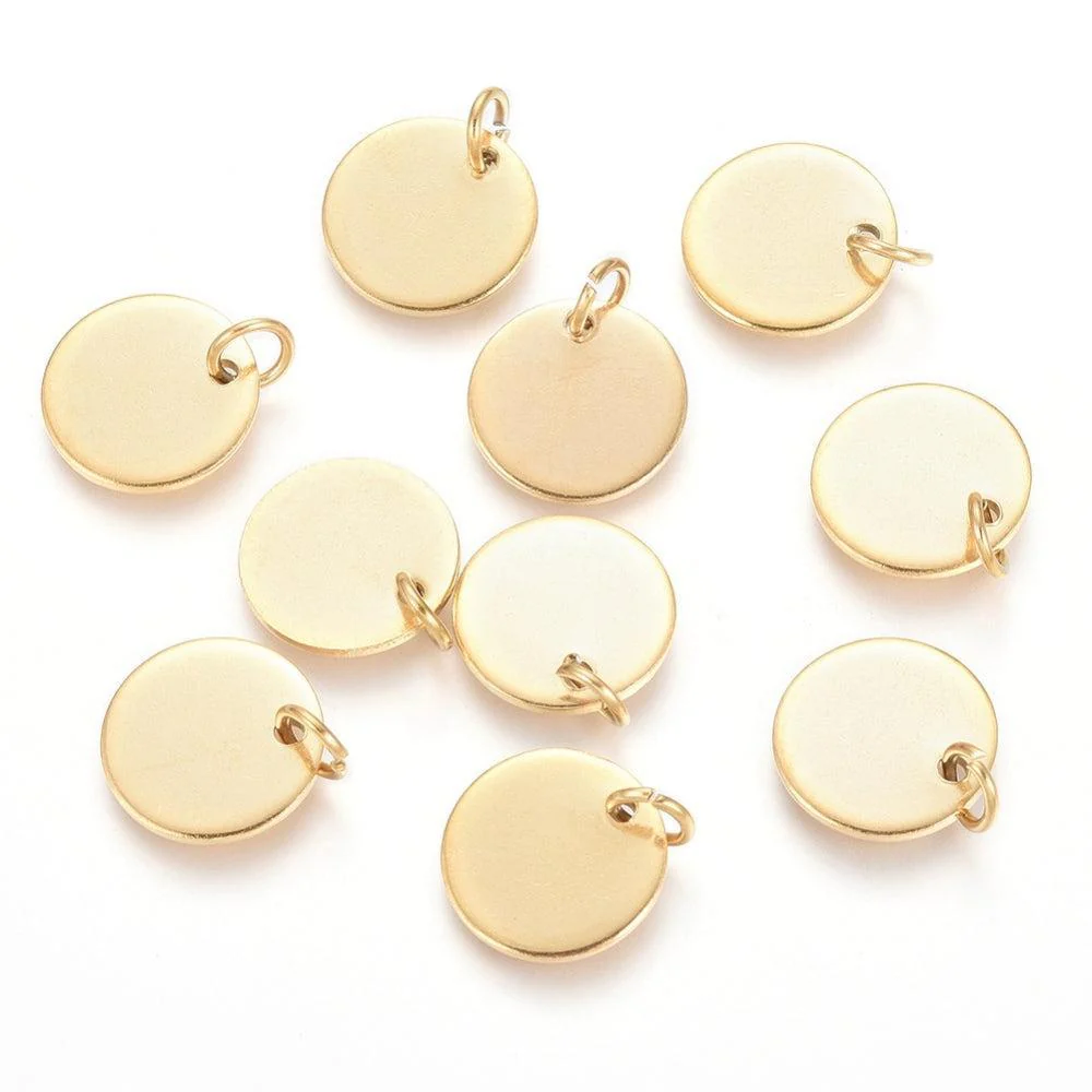 Stainless Steel Bedel Glad Muntje Goud 12mm - per stuk - Image 2