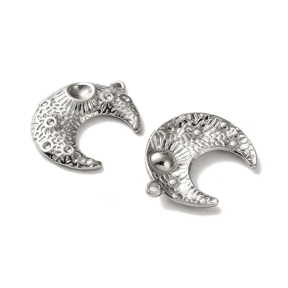 Bedel Maan RVS Zilverkleur met Strass Zettingen 30mm – per stuk - Image 2