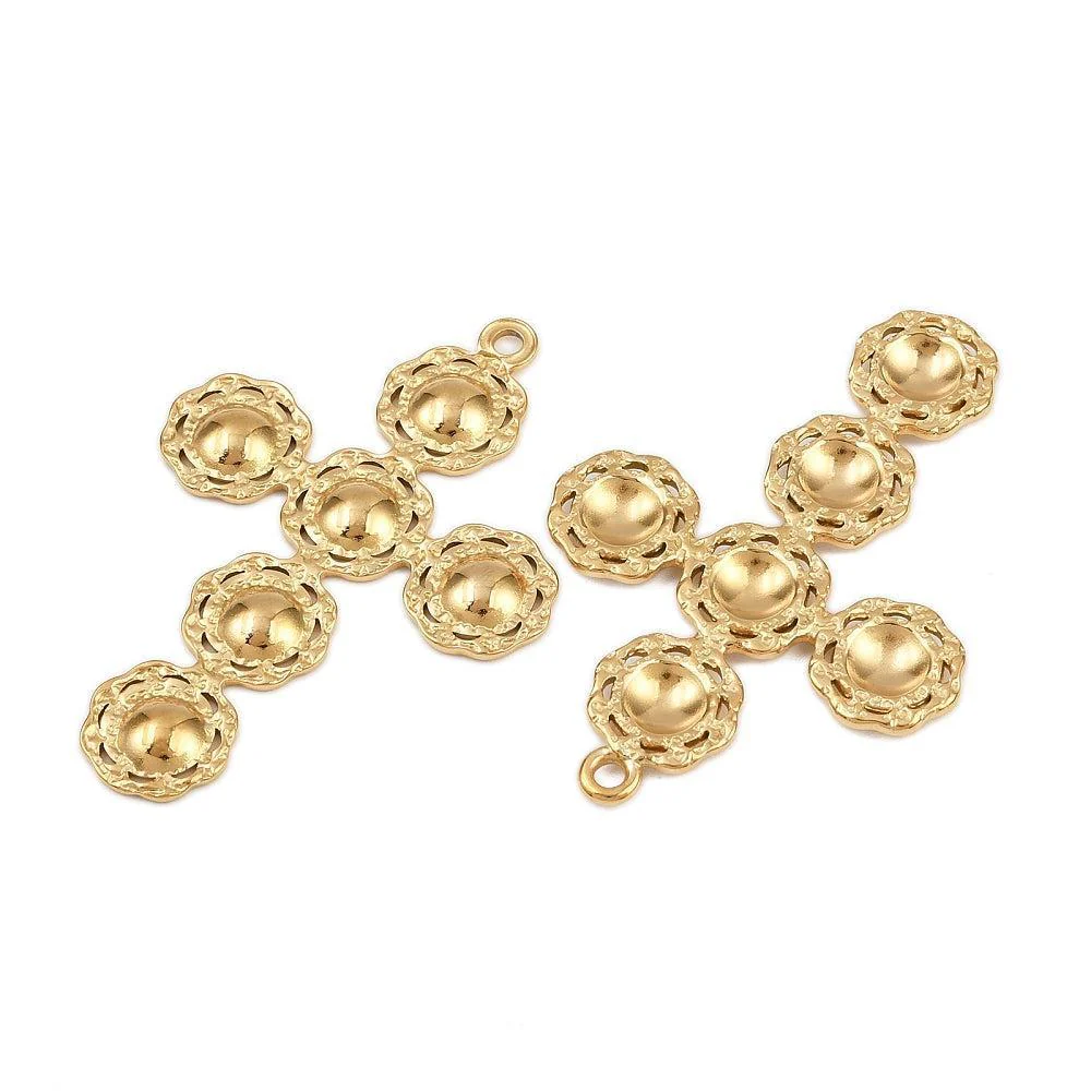Bedel Kruis Premium RVS met 18K Goud Plating 47mm – per stuk - Image 2