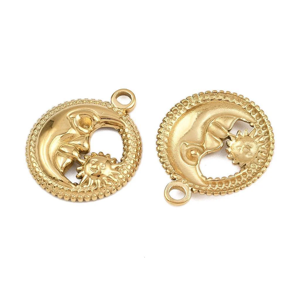 Bedel Maan & Zon Premium RVS met 18K Goud Plating 21,5mm – per stuk - Image 2