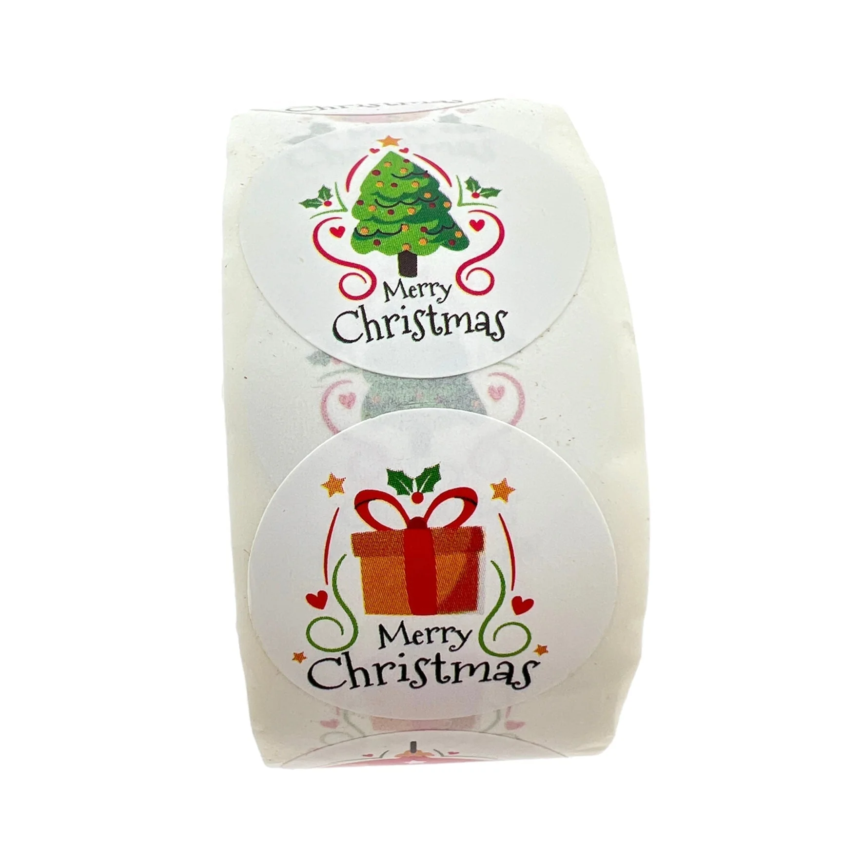 Stickers "merry christmas'' gekleurd 25mm - per rol