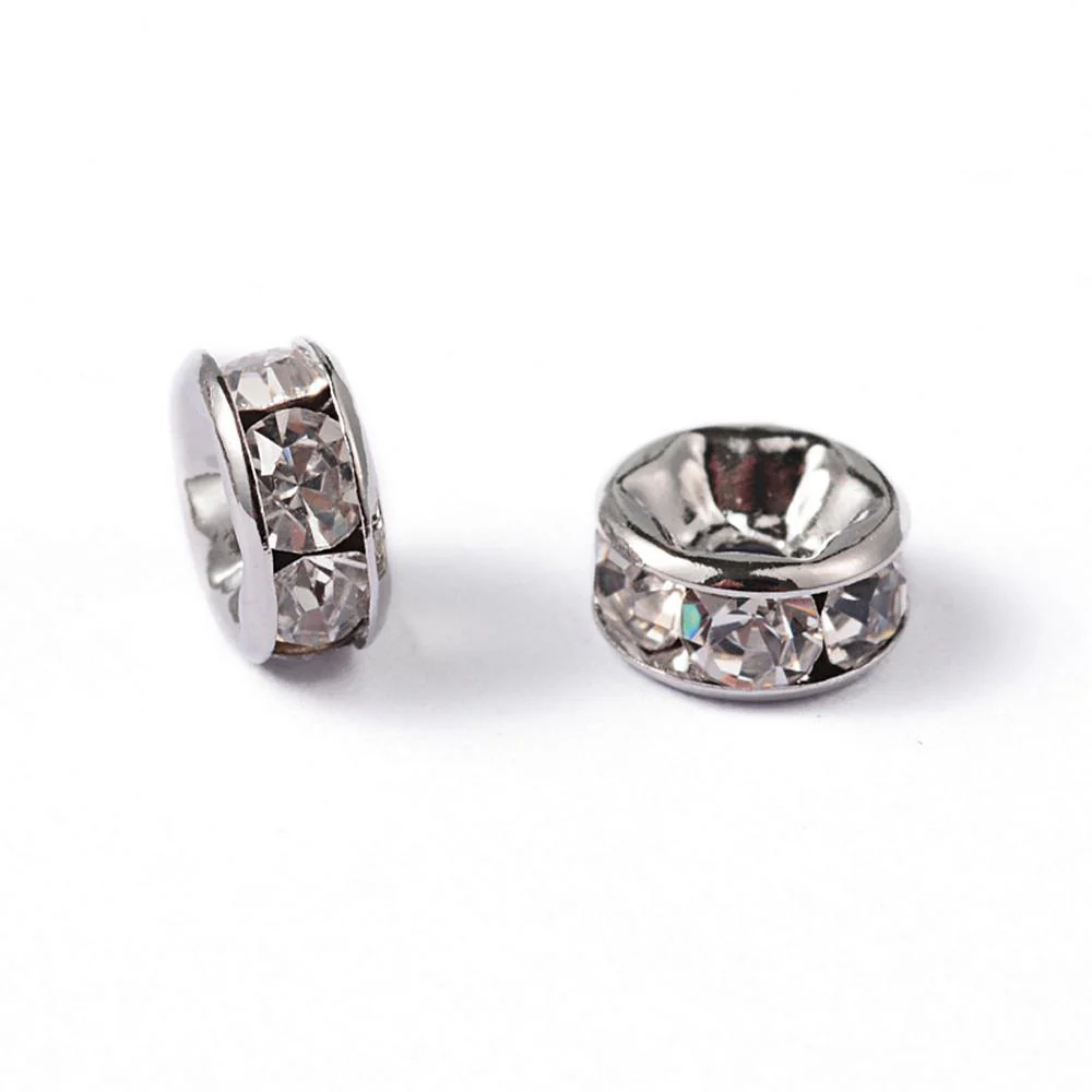 Strass rondel rhinestone platina plated 6x3mm - per 8 stuks - Image 2