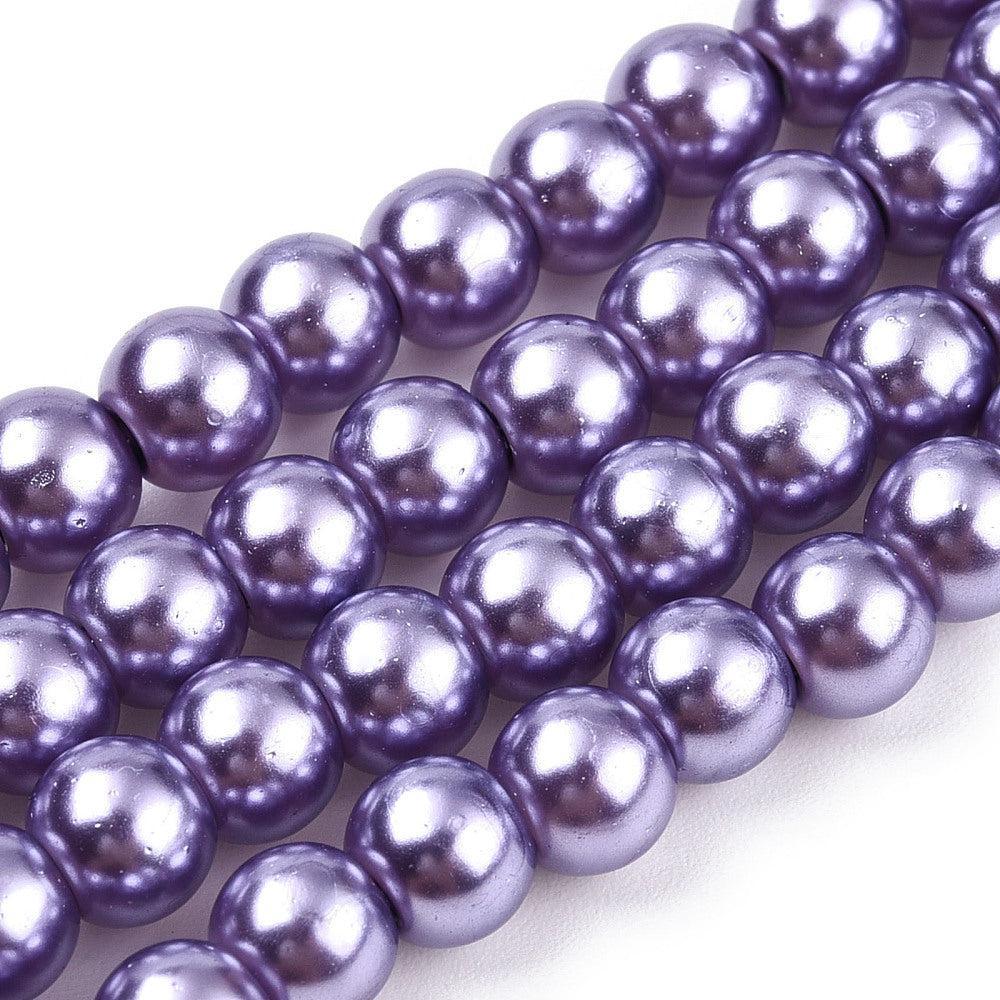 Glasparel rond Paars 6mm - ±68 stuks