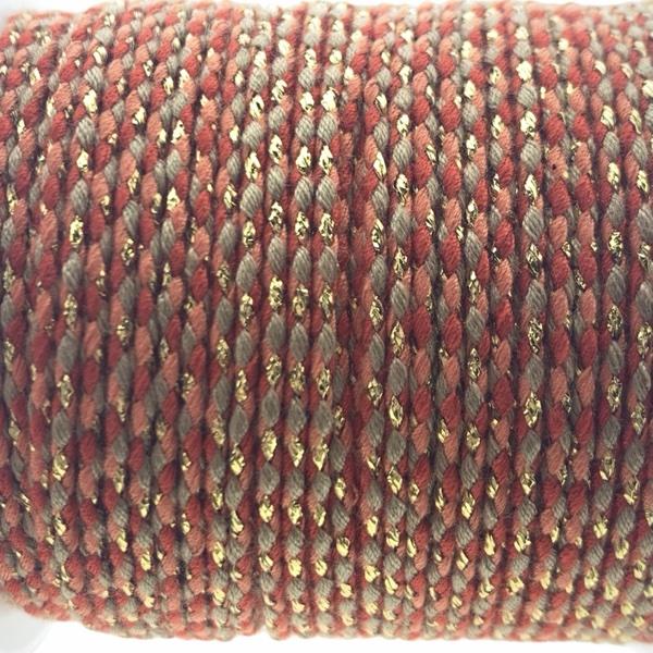 Ibiza gevlochten koord goud rood/grijs/oranje ±1,5mm - 1 meter