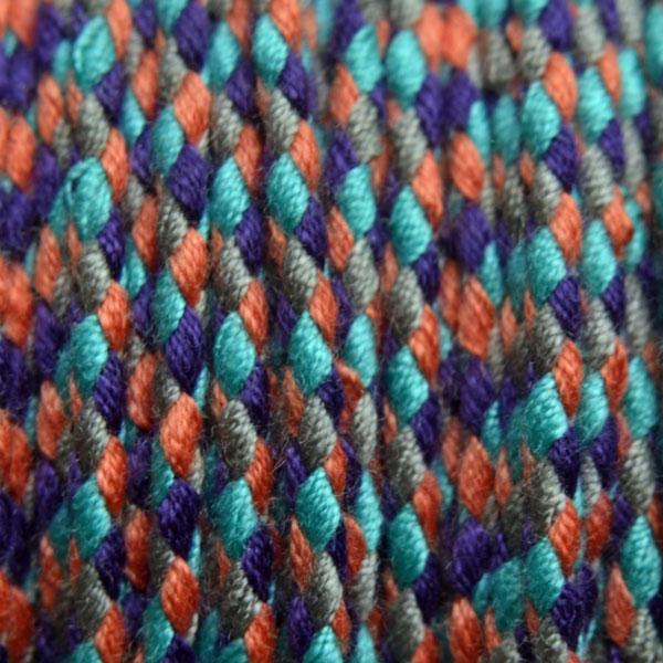 Ibiza gevlochten koord Oranje/Paars/Aqua ±1,8mm - 1 meter