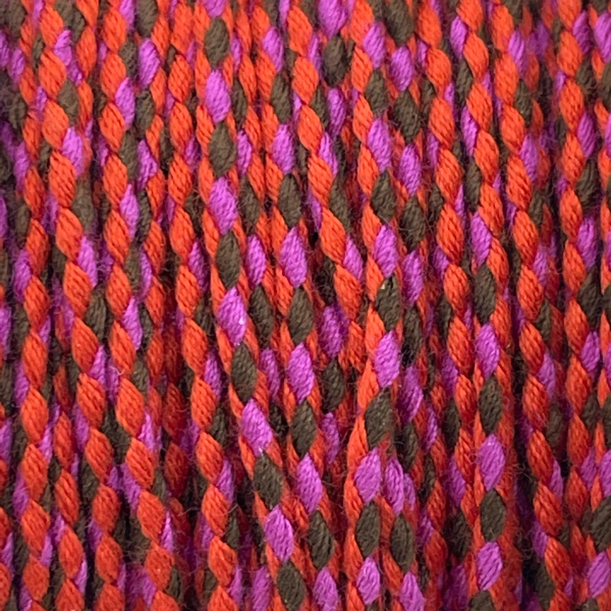 Ibiza gevlochten koord Rood/paars/bruin ±1,8mm - 1 meter