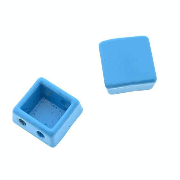 Tegel kraal breed Blue 8x8x4mm