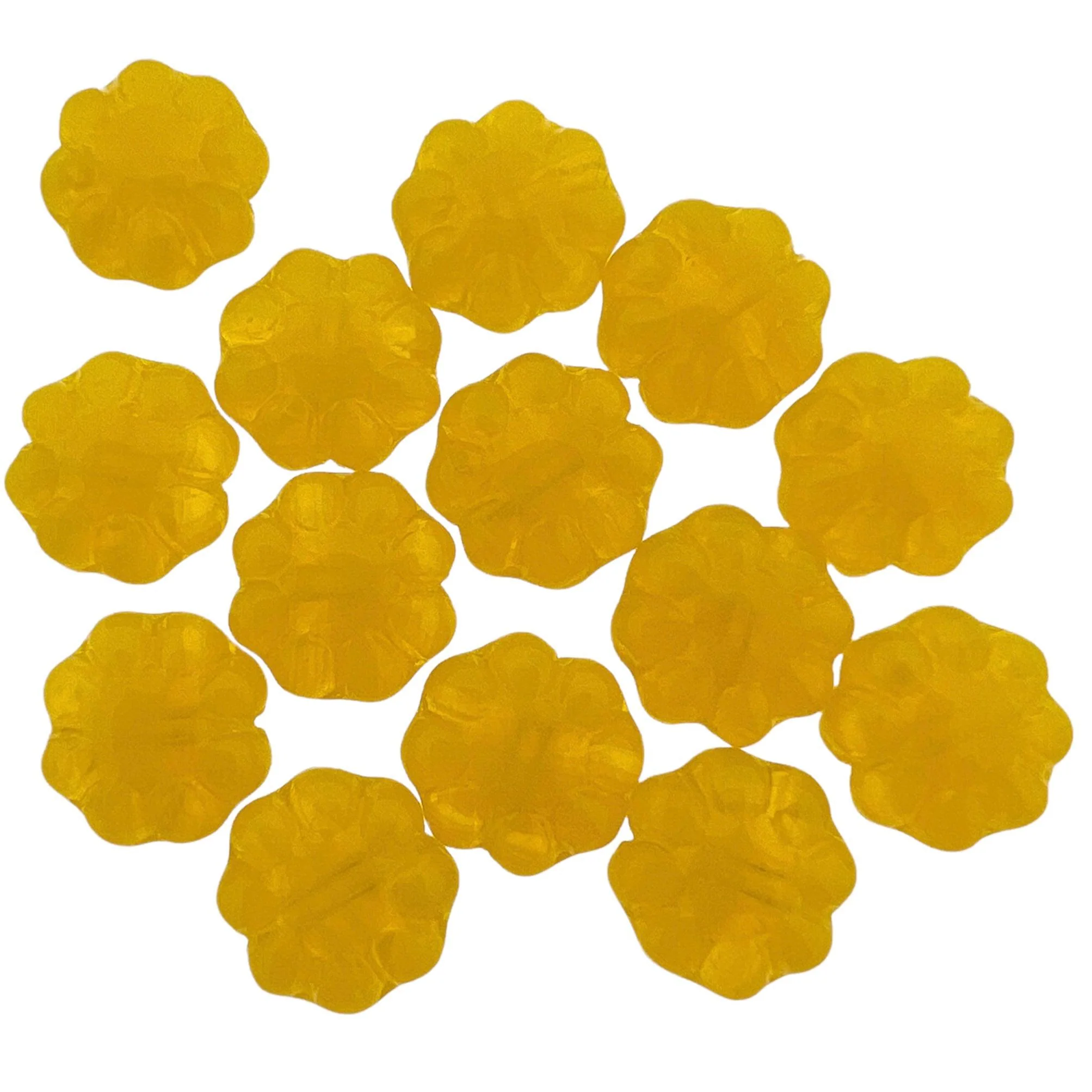 Tsjechisch glas bloemetjes boter geel 9mm - 5 stuks