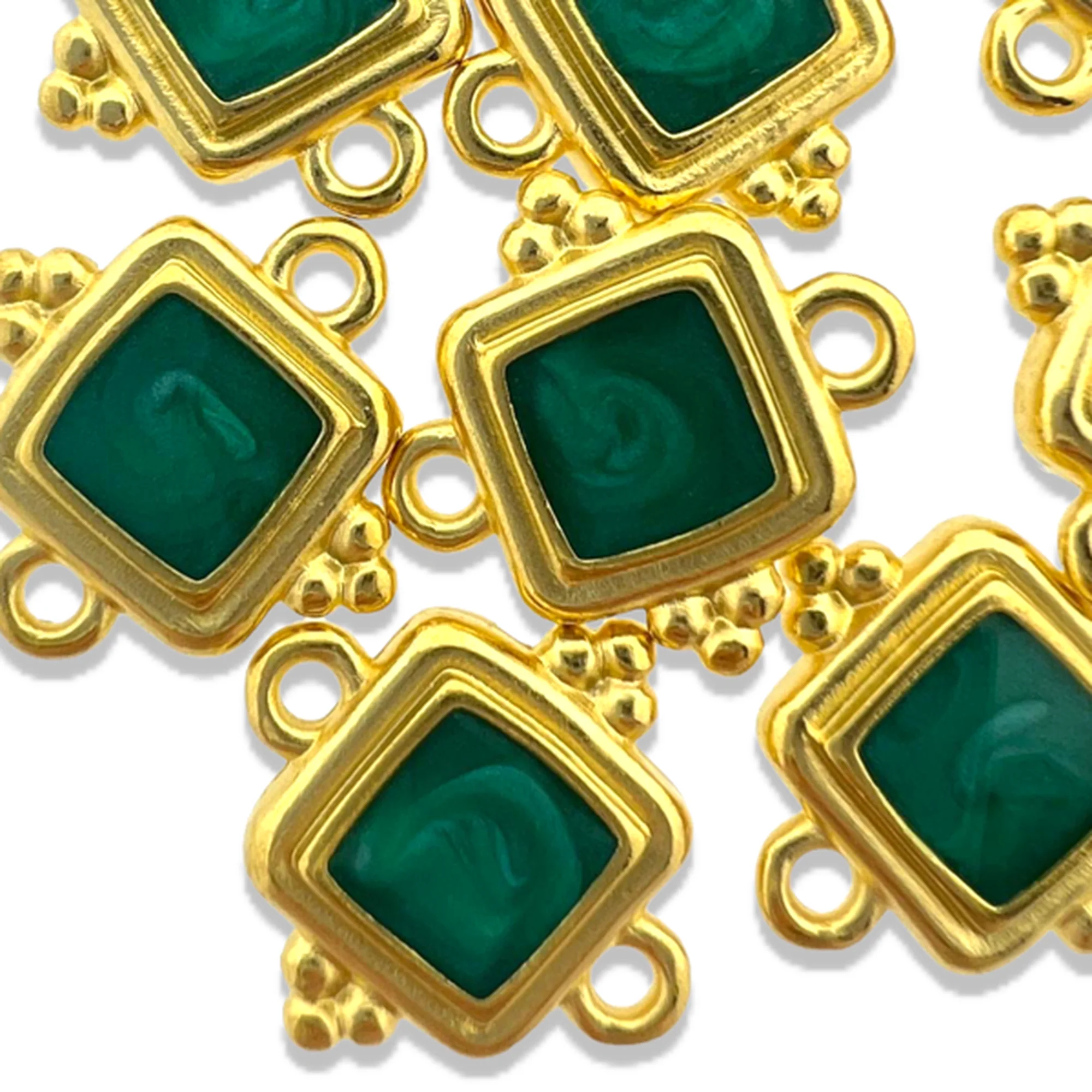 Tussenzetsel emaille groen Goud 24K DQ 15mm - Image 2