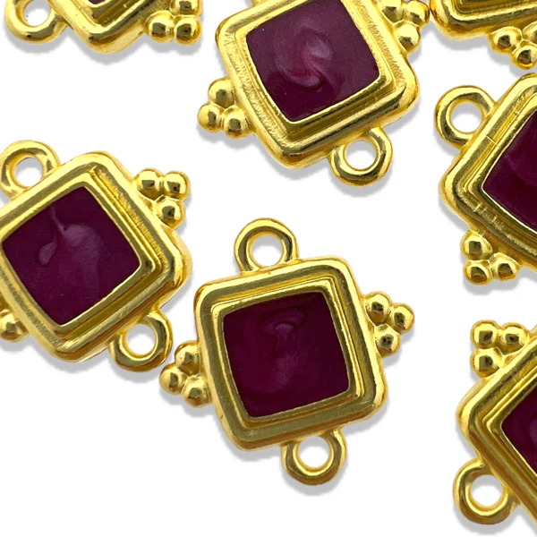 Tussenzetsel emaille roze Goud 24K DQ 15mm - Image 2