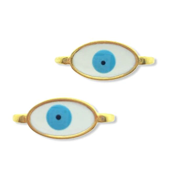 Tussenzetsel Evil eye Wit Goud 24kr DQ 15x6mm - Image 2