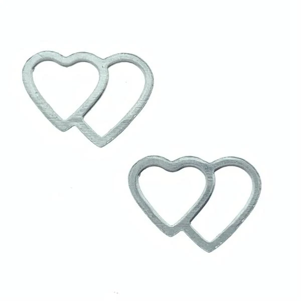 Tussenzetsel filigraan Hartjes Stainless steel Zilver (RVS) 14x10mm