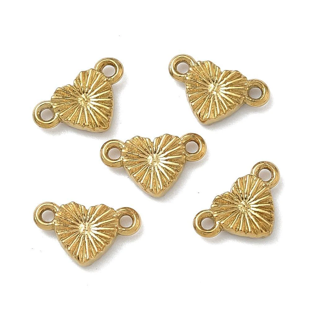 Tussenzetsel hartje textuur RVS 18K goud 6mm - per stuk - Image 2