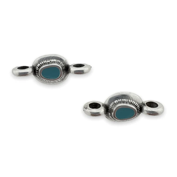 Tussenzetsel rond mini motief turquoise Zilver DQ 15x6mm - Image 3