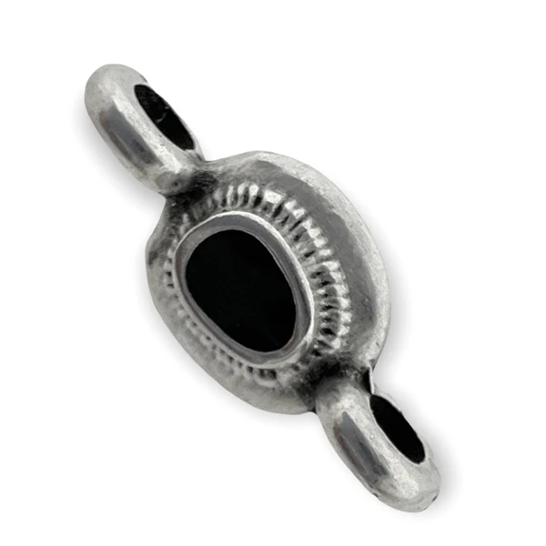 Tussenzetsel rond mini motief zwart Zilver DQ 15x6mm