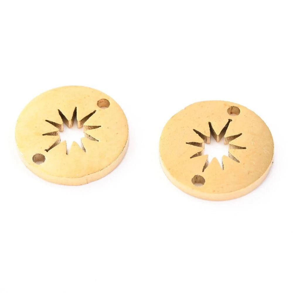 Tussenzetsel rond ster RVS goud 10mm - per stuk - Image 2
