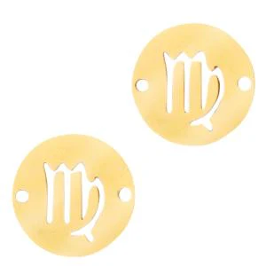 Tussenzetsel Sterrenbeeld Maagd Stainless steel Goud (RVS) 12mm