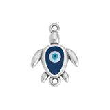 Tussenzetsel Turtle emaille blauw oog Zilver DQ 15x21mm