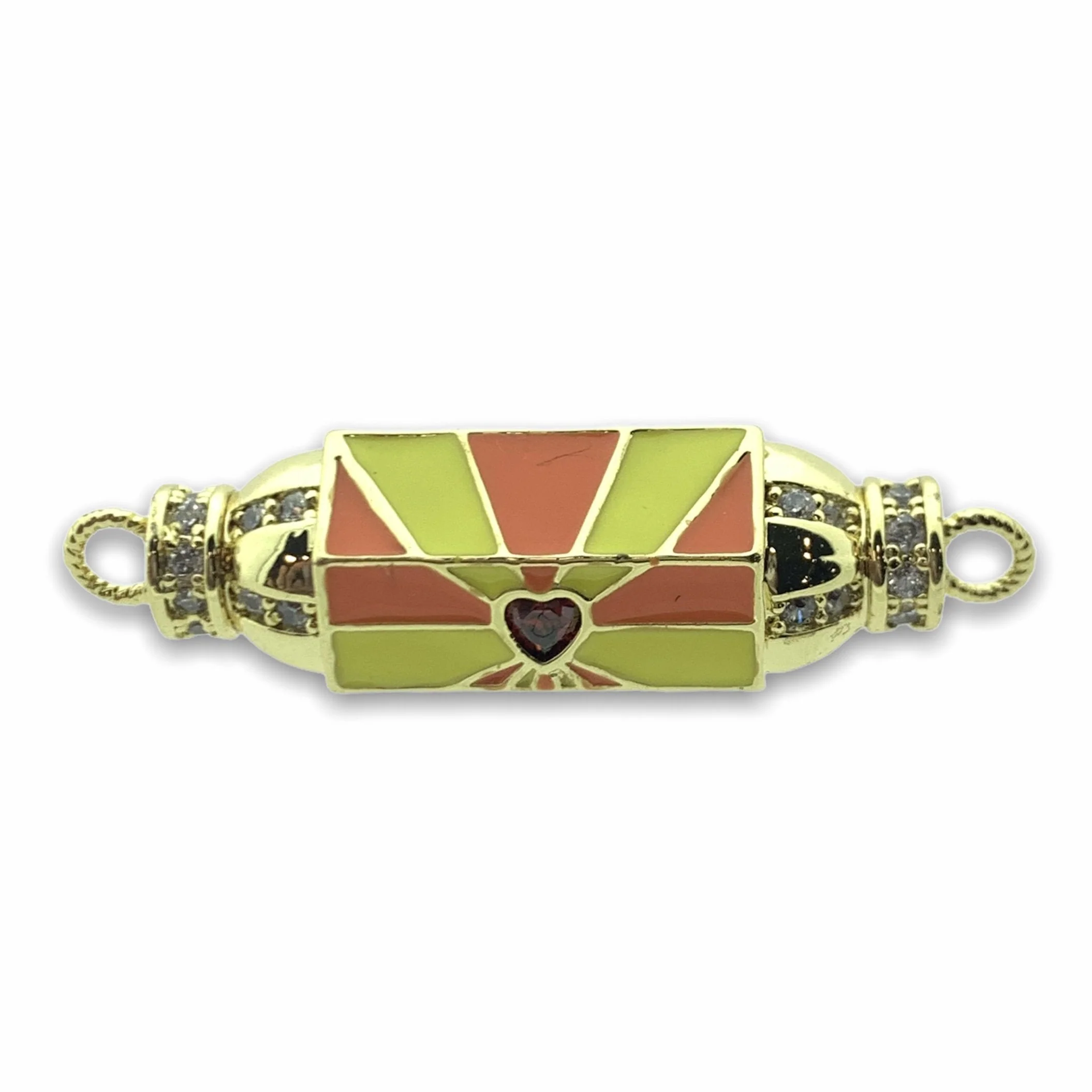 Tussenzetsel wishdom hexagon Love geel/oranje 18K gold plated 12x37mm