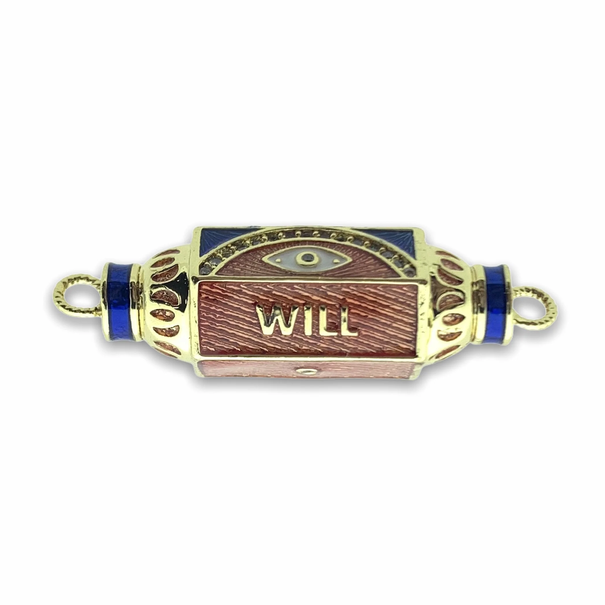 Tussenzetsel wishdom hexagon Will blauw/oranje 18K gold plated 12x37mm
