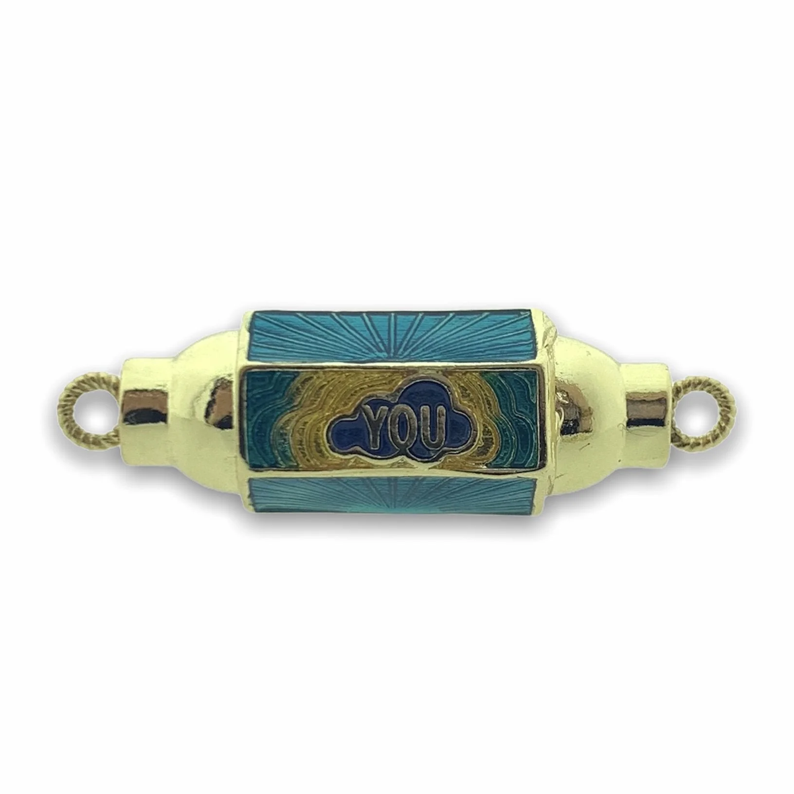 Tussenzetsel wishdom hexagon You and me blauw 18K gold plated 12x37mm