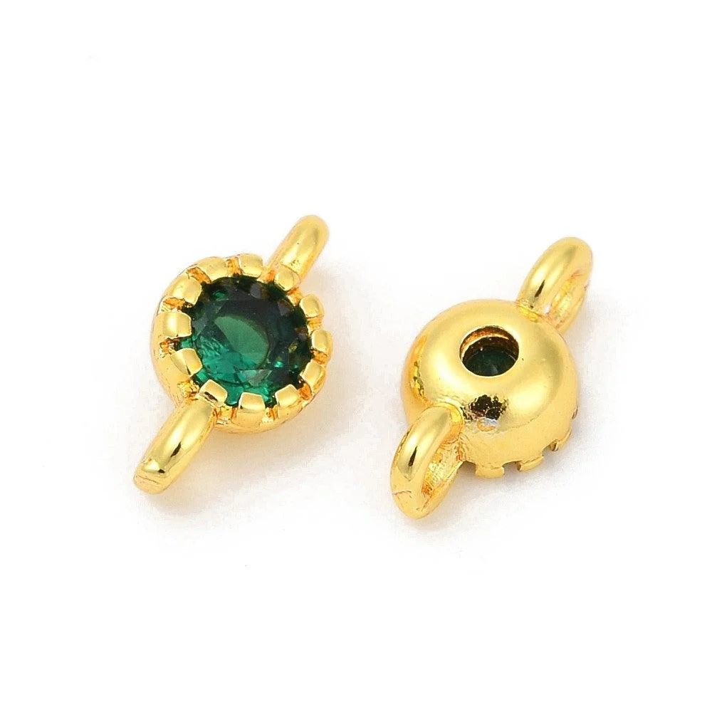 Tussenzetsel Zirconia rond goud / groen 9x5mm - per stuk - Image 2