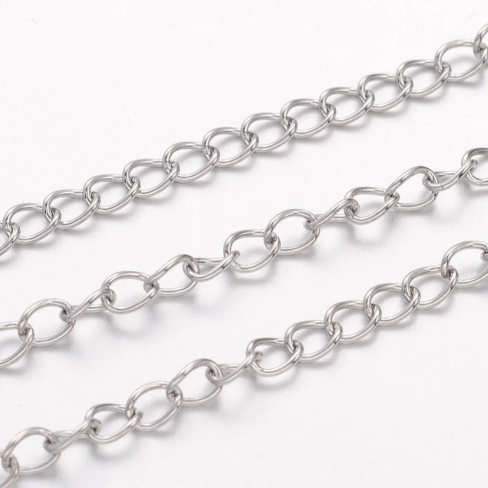 Verlengketting RVS zilver 4x3mm - prijs per 10cm