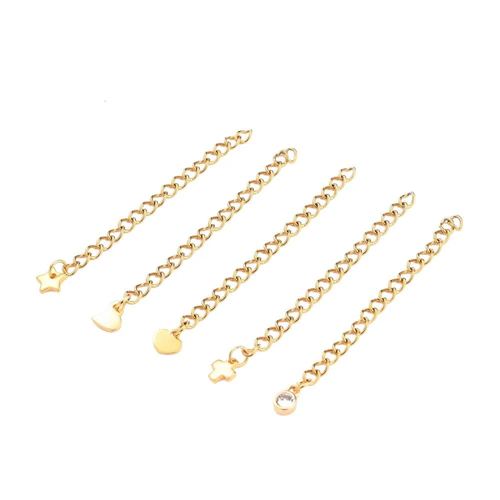 Verlengkettingset goud met hanger - 5 stuks