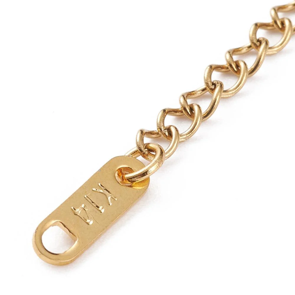 Verlengkettinkje goud met staafje RVS - 60mm - Image 2