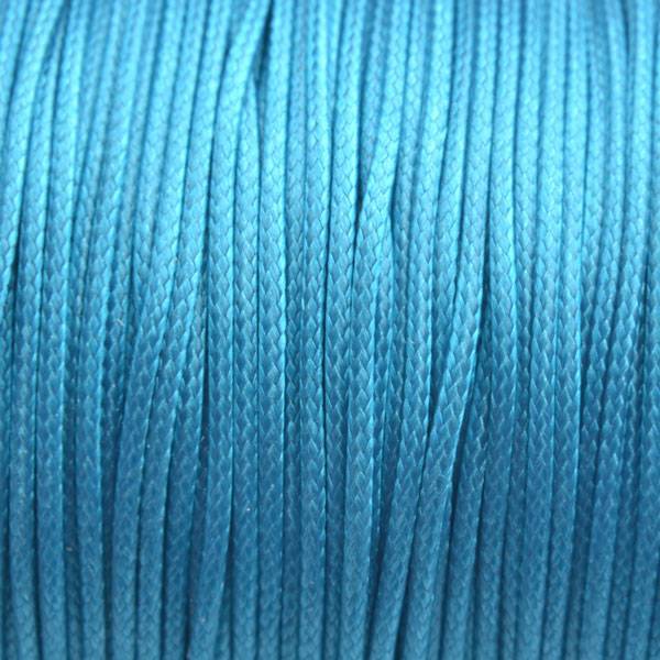 Waxkoord shiny aqua blue 1mm - 5 meter