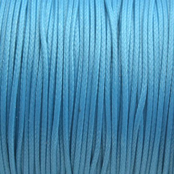 Waxkoord shiny blue 1mm - 5 meter