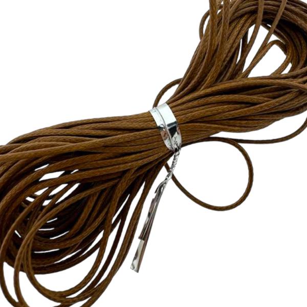 Waxkoord shiny Cognac Brown 1mm - 3 meter