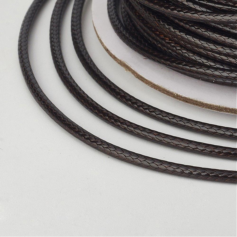 Waxkoord shiny donker bruin 2mm - 3 meter