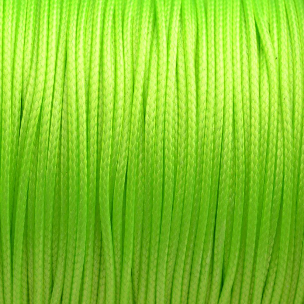 Waxkoord shiny fluor geel groen 1mm - 5 meter