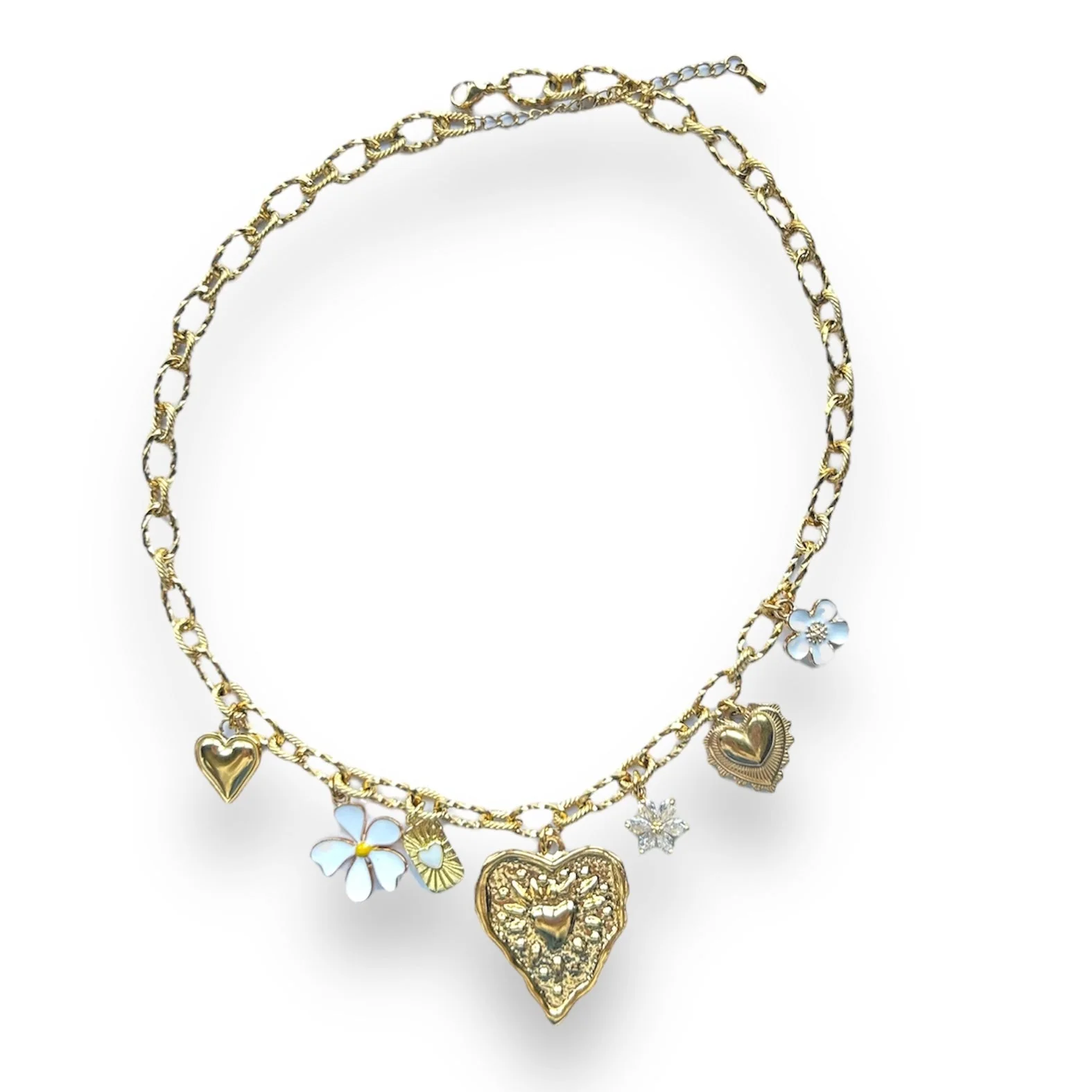 White flowers ketting Stainless steel - Image 2