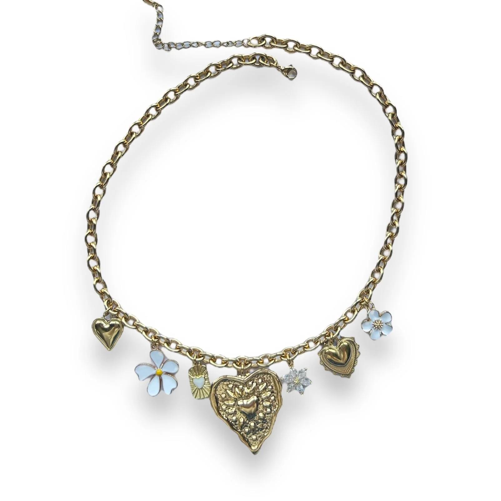 White flowers ketting Stainless steel - Image 3
