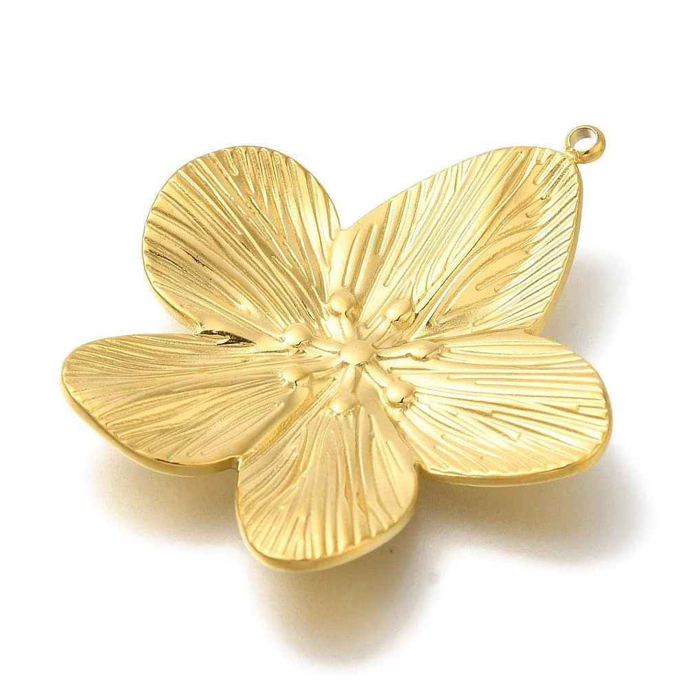 XL Bedel Bloem RVS 18Kr Gold Plated 34mm - per stuk - Image 2