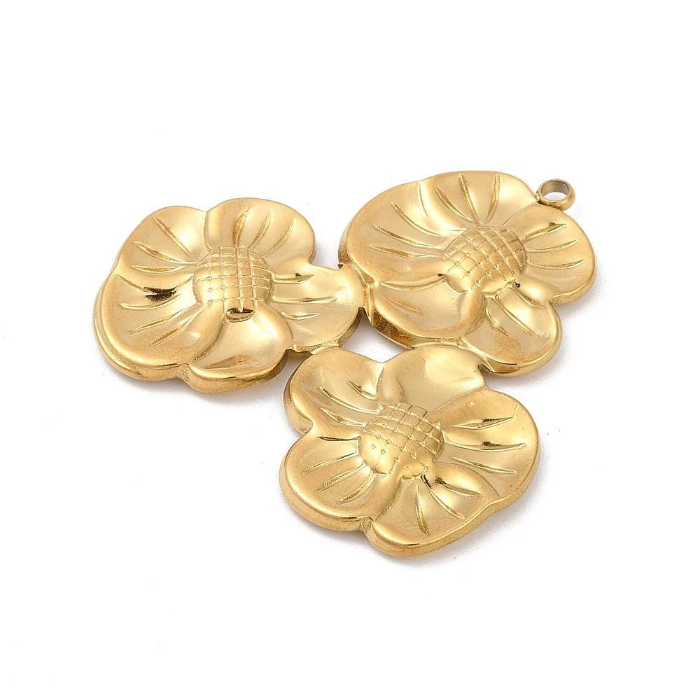 XL Bedel Bloem RVS 18Kr Gold Plated 37mm - per stuk - Image 2