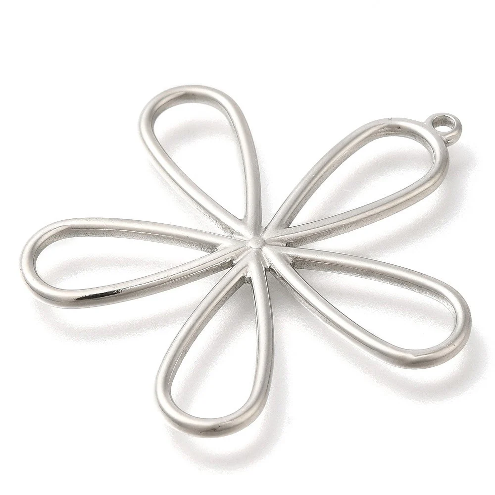 XL Bedel bloem zilver RVS 41x40mm - per stuk - Image 2
