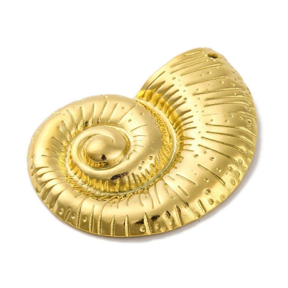 XL Bedel schelp goud 18K RVS 35x45mm - per stuk - Image 2