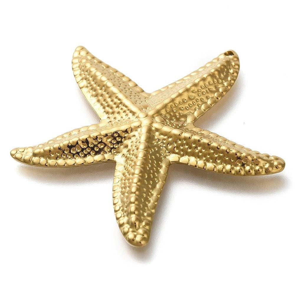 XL Bedel zeester goud 18K RVS 41x45mm - per stuk - Image 2