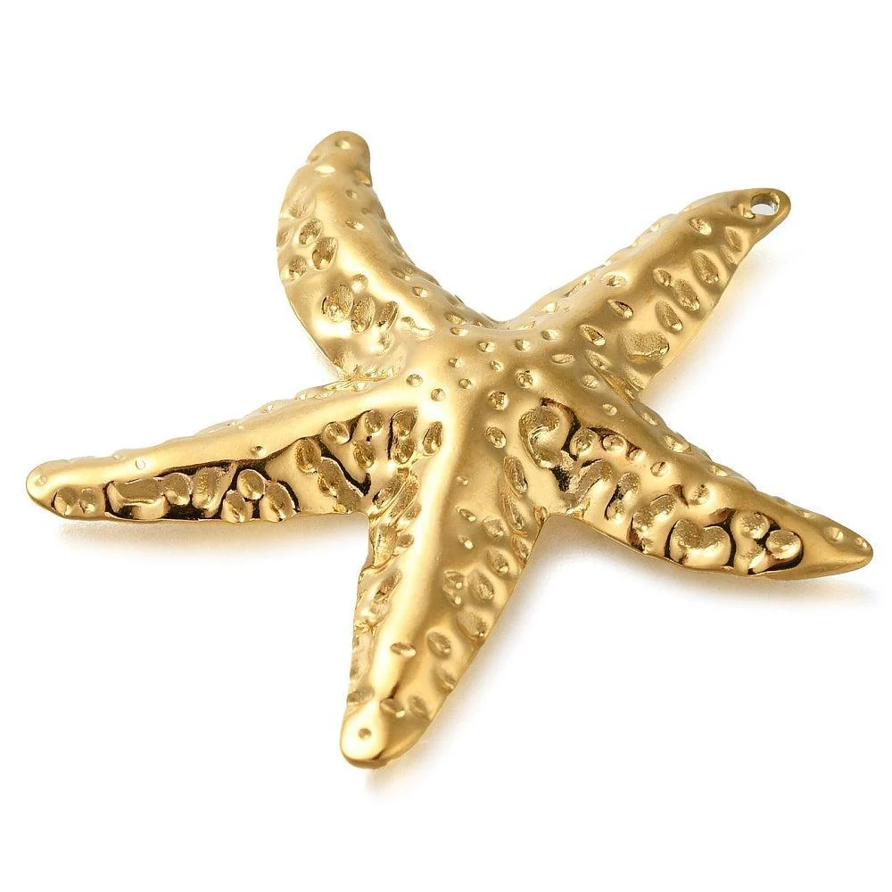 XL Bedel Zeester RVS 18Kr Gold Plated 50mm - per stuk - Image 2