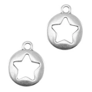 Bedel munt met sterretje Zilver DQ 12x10mm