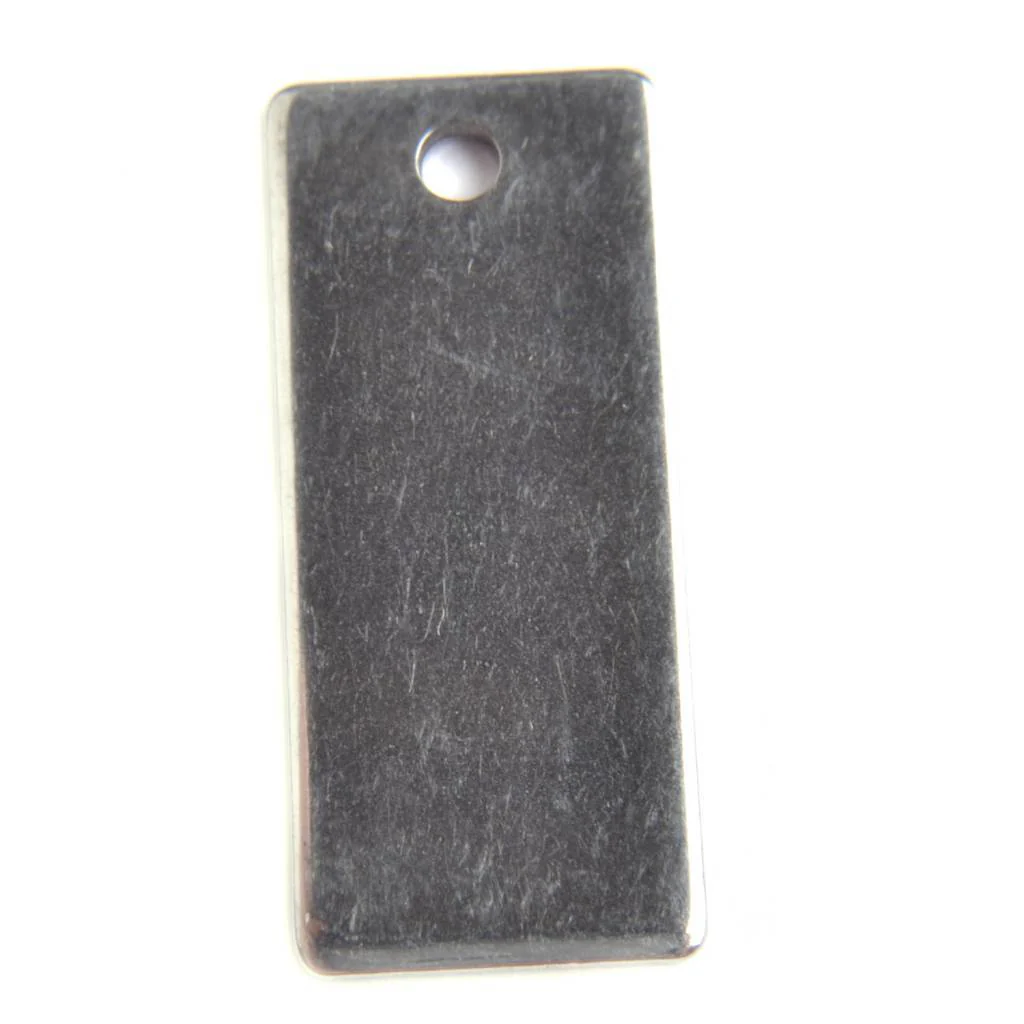Blanke bedel RVS rechthoek tag 21x9mm