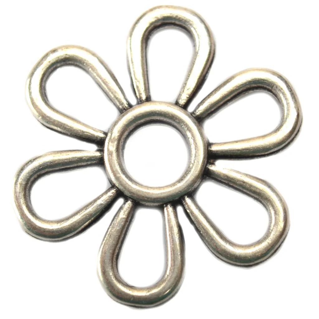 Bedel bloem metaal zilver DQ 27mm