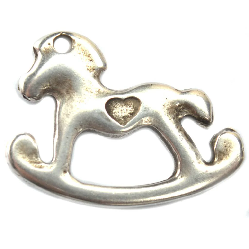 Bedel hobbelpaard metaal zilver DQ 22x17mm