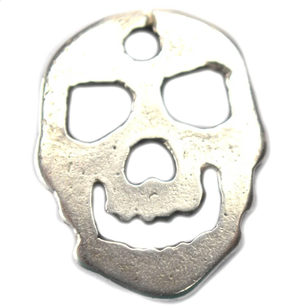 Bedel schedel metaal zilver DQ 48mm